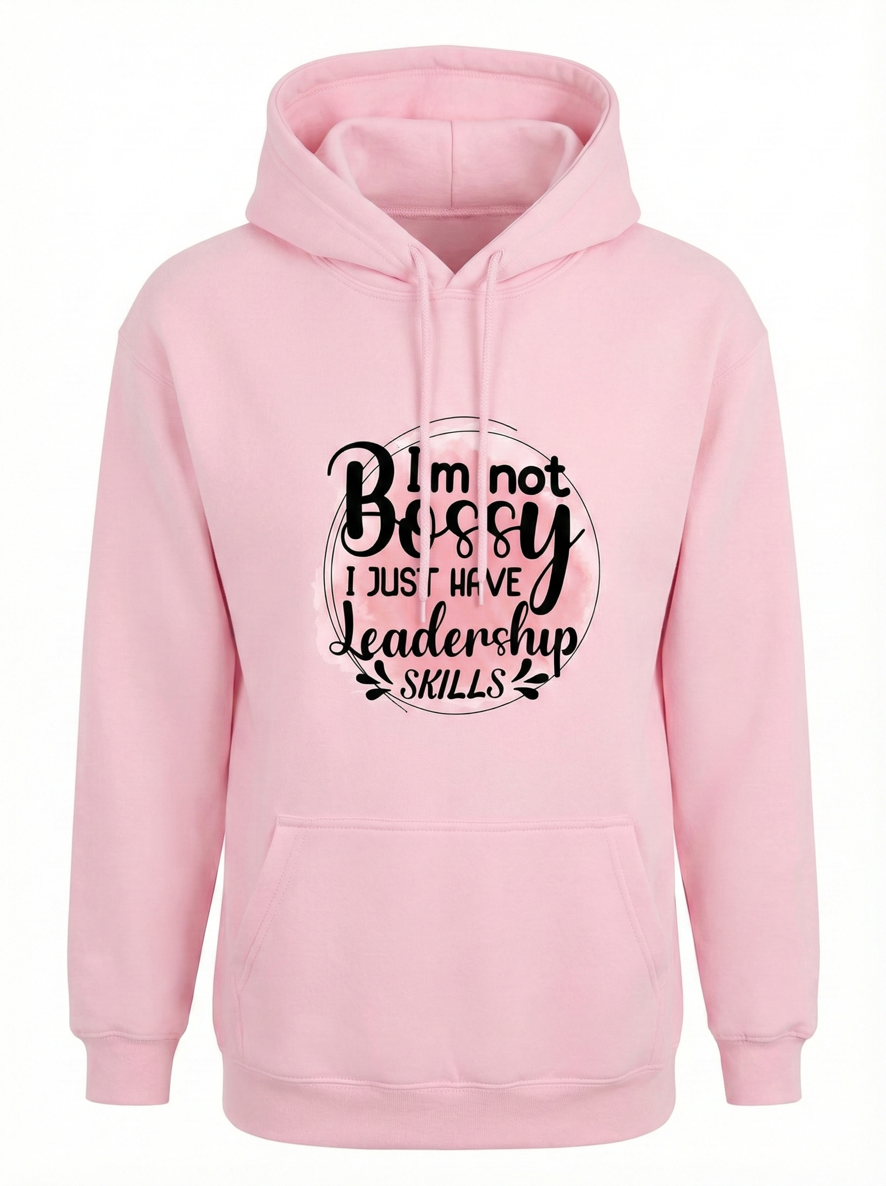 Hooded Sweatshirt Graphic Design "Leadership Skills" - Pink Pastel