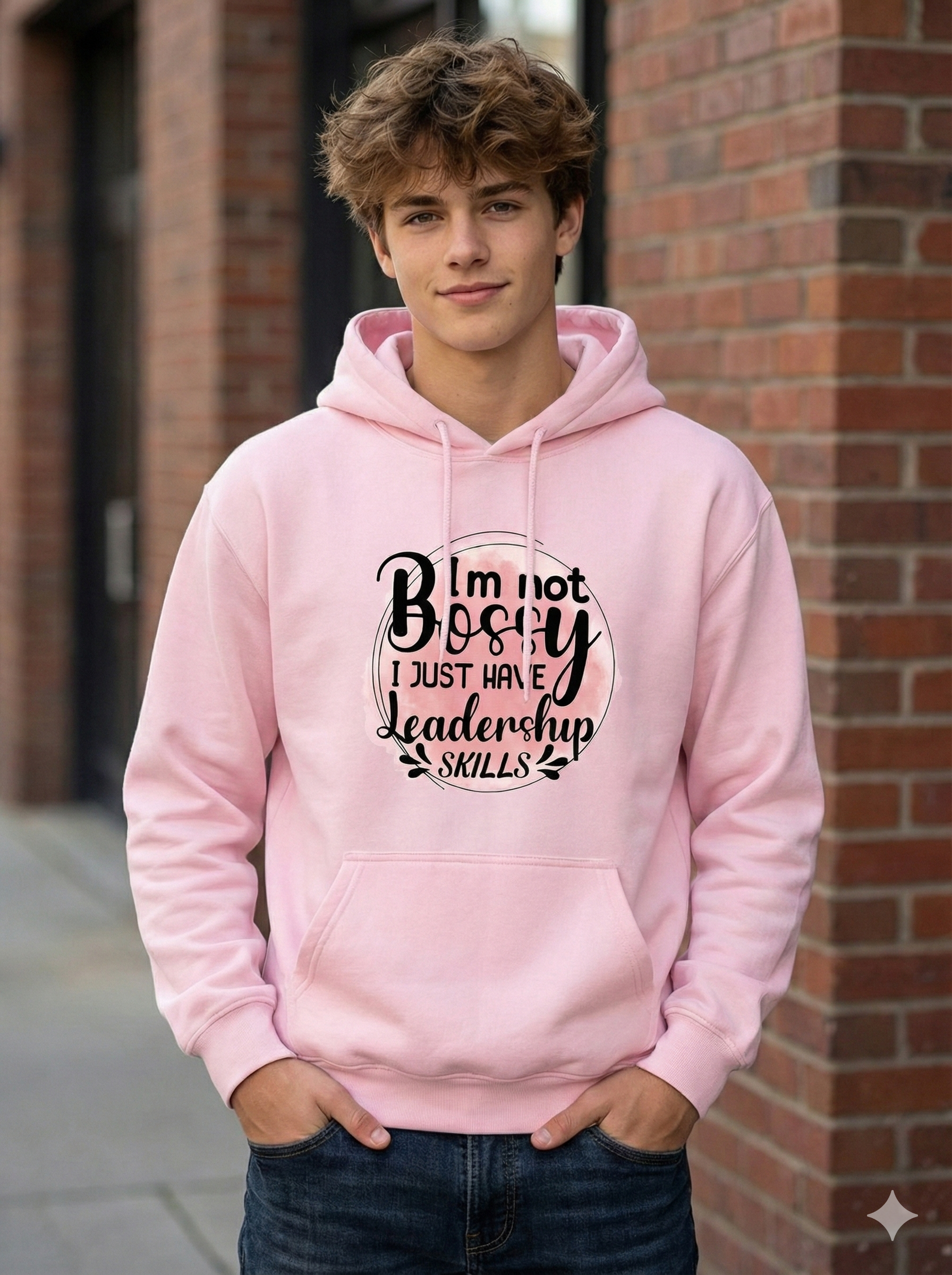 Hooded Sweatshirt Graphic Design "Leadership Skills" - Pink Pastel