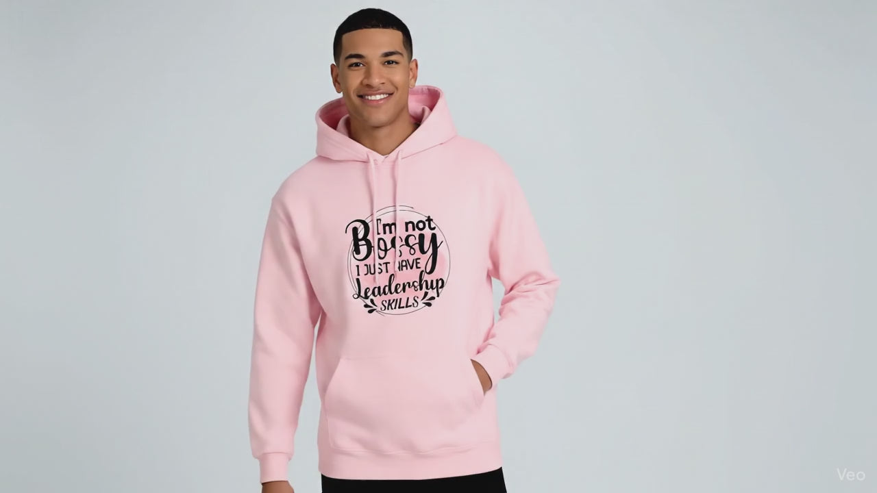 Hooded Sweatshirt Graphic Design "Leadership Skills" - Pink Pastel