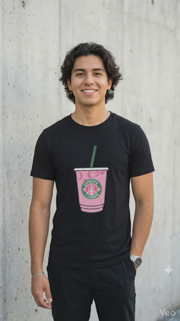 T-Shirt Negra "Cafecito y Chisme" Unisex